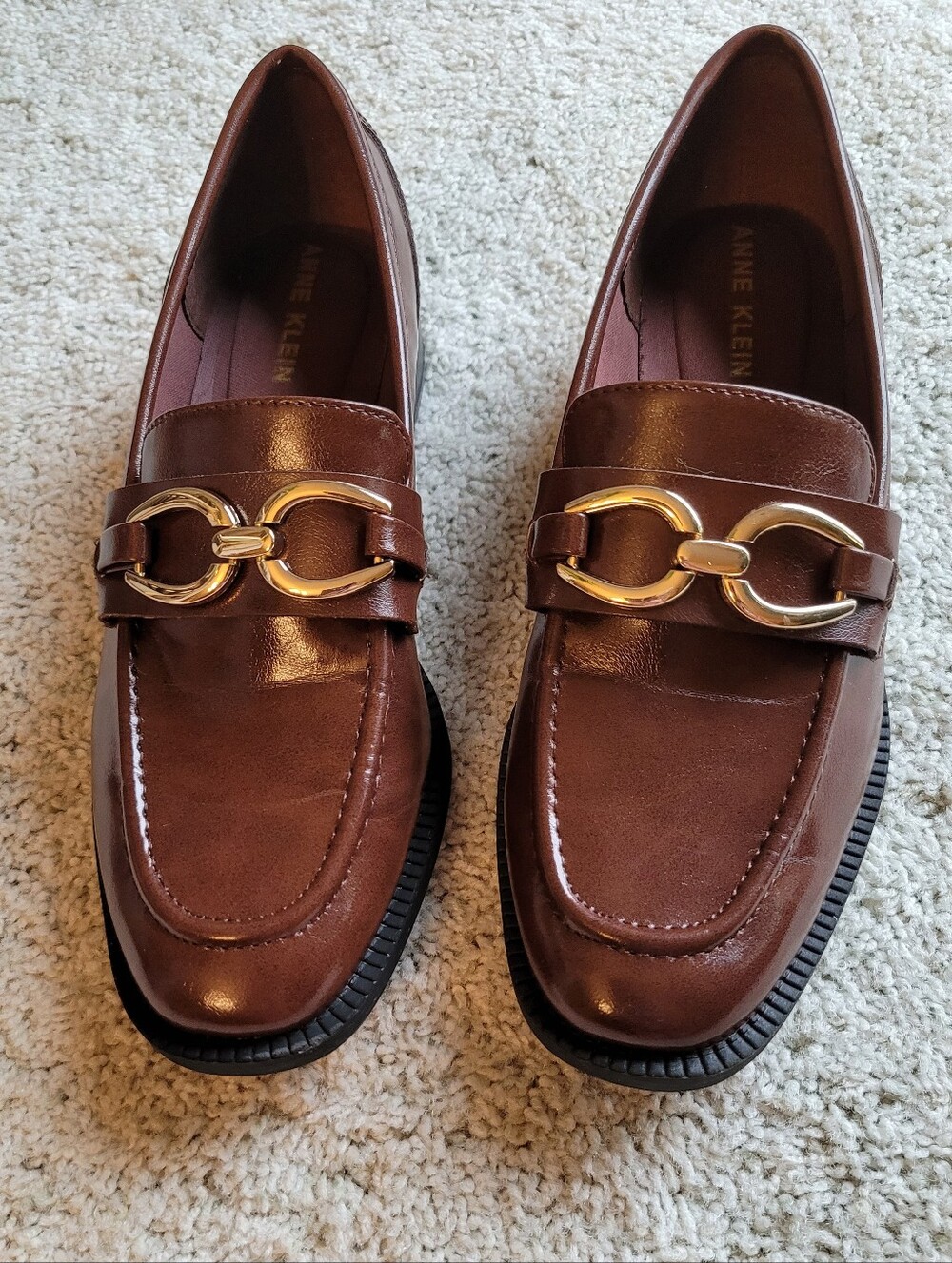 Anne Klein Warm Cognac Color Slip-On Loafer with Gold Hardware It's Loafer Time!